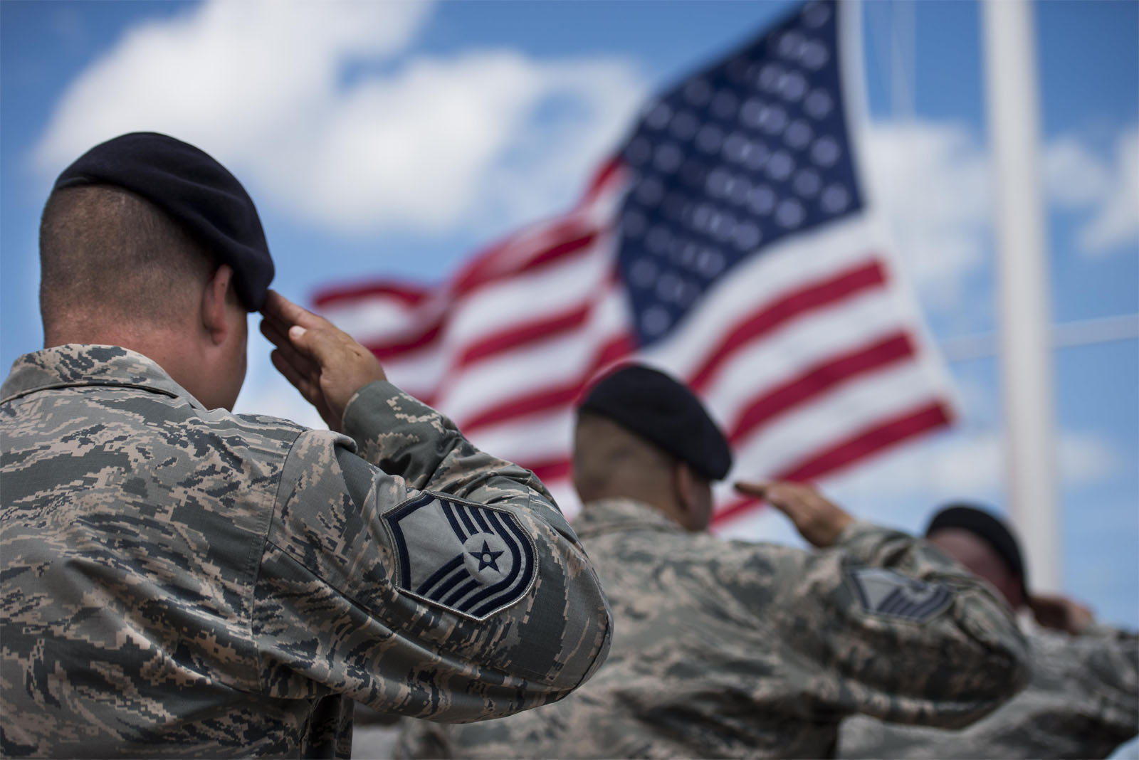 Soldier Saluting American Flag